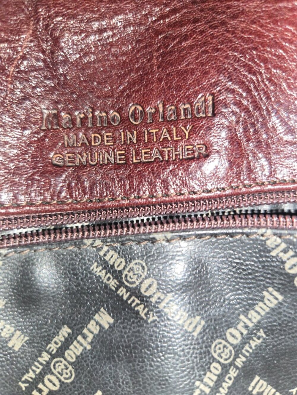 Marino Orlandi Two-Tone Genuine Leather Shoulder Bag – Made in Italy - Picture 10 of 10